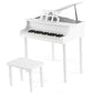 Goplus 30-Key Classical Kids Piano, Mini Grand Piano Wooden Learn-To-Play Musical Instrument Toy With Bench, Piano Lid, Music Rack, Gift For Boys Girls Aged 2+ Baby Tollder(4 Straight Leg-White)