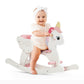 Funlio Unicorn Wooden Rocking Horse Ages 0.5-3, Cute Baby Rocking Horse With Safety Belt & Backrest, Easy To Assemble Toddler Ride On Toys, Cpc & Ce Certified - Pink