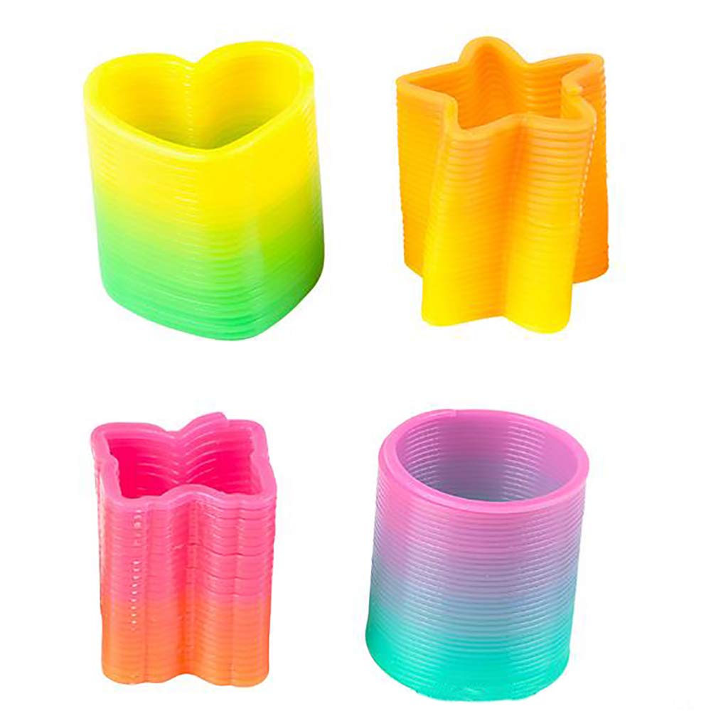 The Dreidel Company Rainbow Coil Spring Assortment, Heart, Star, Butterfly, Circle Shaped Coils, Party Favor For Kids, 1.4' (35Mm) (24-Pack)