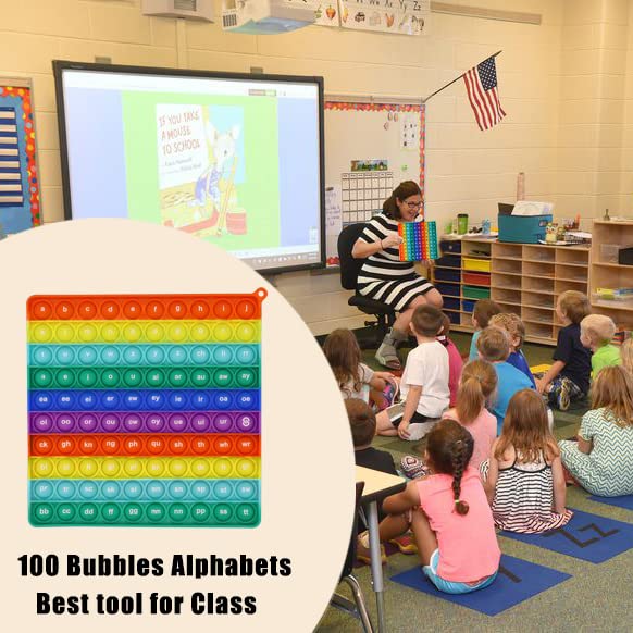 Petbsnvb Both Side Word Pop Fidget Game, Cvc Word, Alphabet, Letter, Abc, Phonics Pop It Board, Square Popper, Montessori Educational For Kindergarten Classroom Kids 1 2 3 Year Old