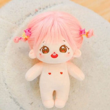 Niannyyhouse 20Cm Plush Doll Strawberry Eyes Girl Humanoid Stuffed Body No Attribute 8'' Normal Body Wearable Clothing Dress Up