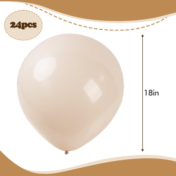 Guasslee 24 Pack Big White Sand Balloons, 18 Inch Large Cream White Beige Balloons Jumbo Latex Balloons For Gender Reveal Baby Shower Wedding Birthday Party Decorations
