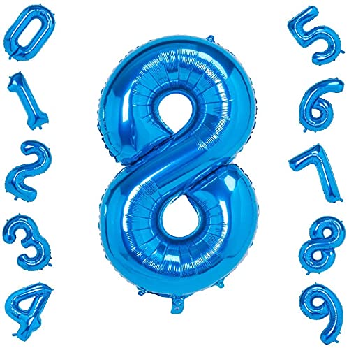 Atpata Funky Blue Number Foil Balloons for Numeric Milestone Parties (40 INCH, 8)