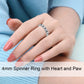Amorartsky Spinner Ring For Anxiety Relief Fidget:Puppy Pet Lovers Paw Print Ring Anxiety Ring For Women,Titanium Stainless Stee