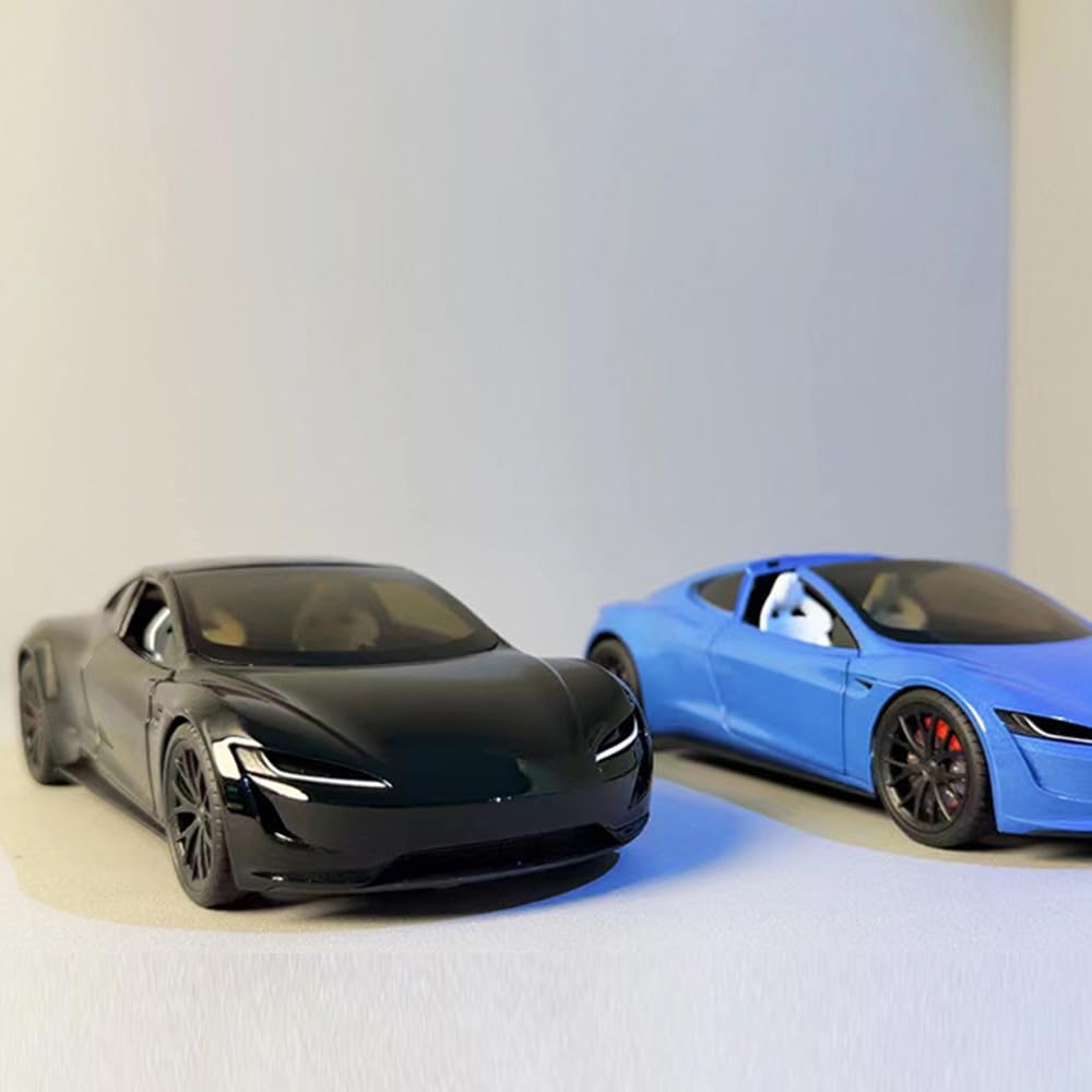 1/24 Diecast Roadster Model Car with Pull Back Function, Sound and Light, Alloy Metal Vehicles Roadster Toy Car Ideal Collectibl