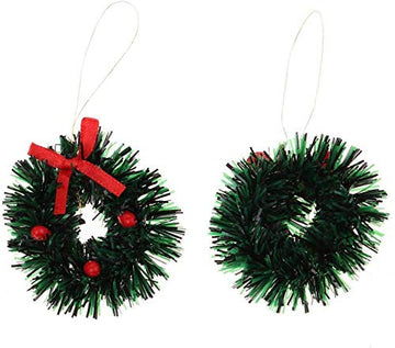 Aiffort 12pcs Funny Mini Christmas Wreaths for 1/12 Dollhouse Christmas Crafts Door D  cor