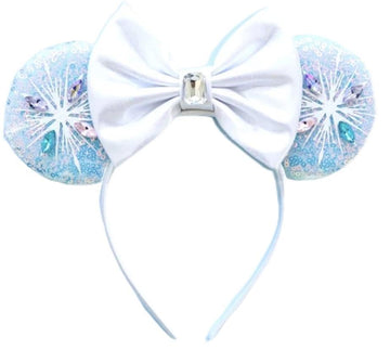 CLGIFT Princess Minnie Ears,Pick your color, Flower Minnie Ears, Floral minnie ears, Purple Sparkle Mouse Ears (Frozen)