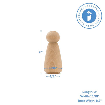 Wood Peg Dolls Unfinished 2 Inch, Mom/Angel Shape, Pack Of 100 Birch Wooden Peg People For Crafting, Miniature Figures, And Smal
