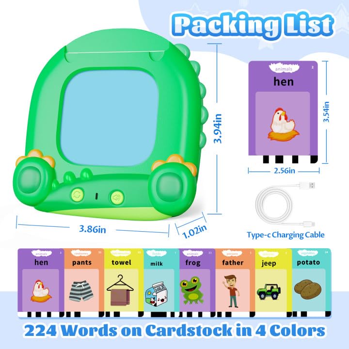 Mindpal Talking Flash Cards, Kids Learning Toys, Speech Therapy Toys, Montessori Learning Educational Present For 3+ Year Old Bo