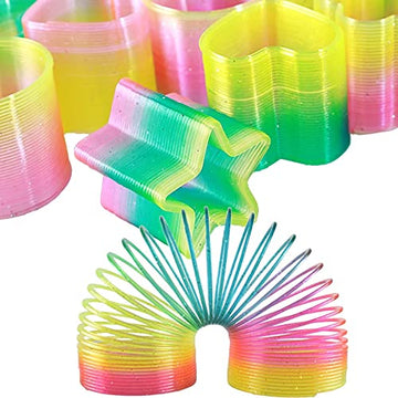 Liberty Imports 24 Pcs Mini Rainbow Magic Springs Multi-Shape Assortment In Bulk For Birthday Party Favors, Prize, Goodie Bag Fillers (2 Inches)