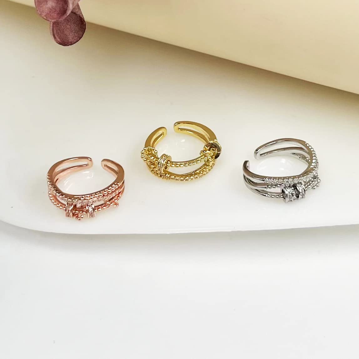 Csiyanjry99 Jansio Threanic Triple-Spin Ring,To My Daughter Vikanda Thermogenic Spinner Ring Feelief Zirconica Triple Fidget Rin