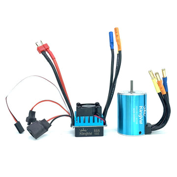 KingVal Replacement 3650 5900KV Sensorless Brushless Motor Shaft 3.175mm with 60A Brushless ESC Compatible with 1/10 RC Car