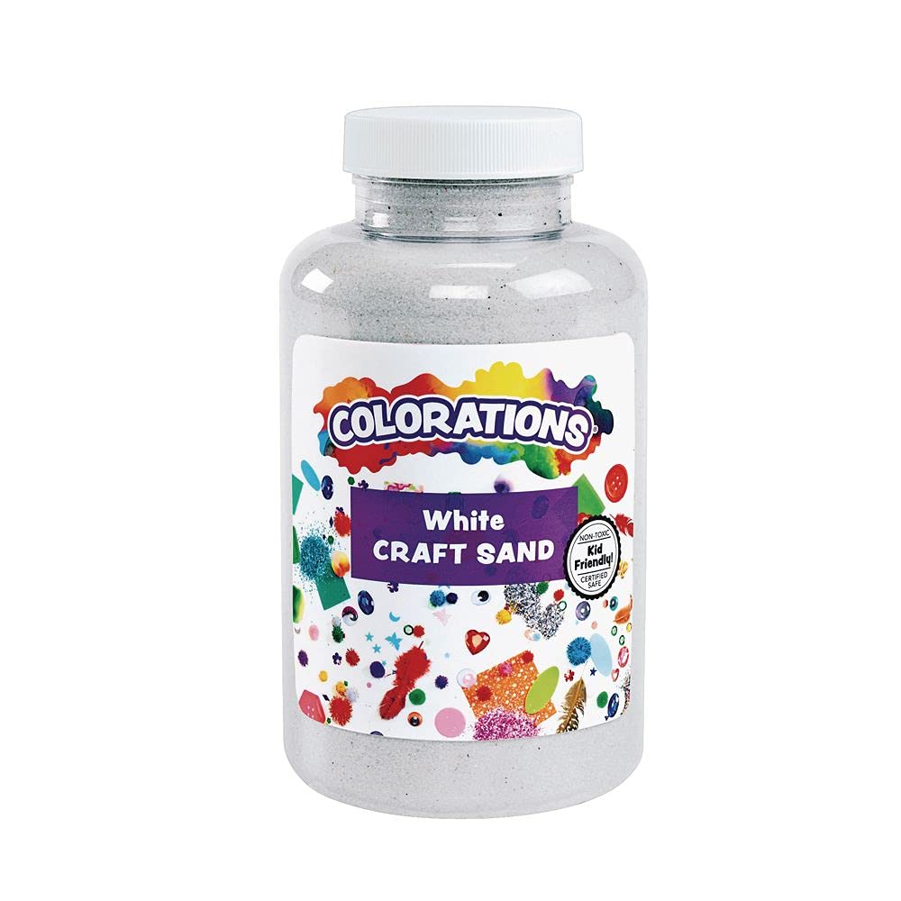 Colorations Colorful Vibrant Sand 22 oz Jar for Arts and Crafts & Play Activity, White (CSWH)