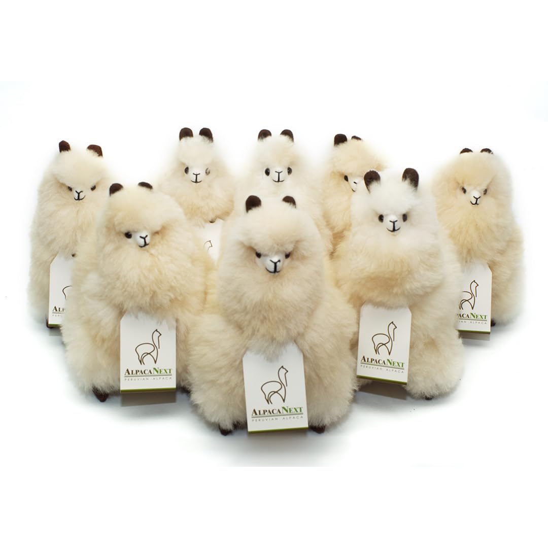 AlpacaNext Real Alpaca Fur Toy - Soft 9" Beige Handcrafted Cuddly Plush