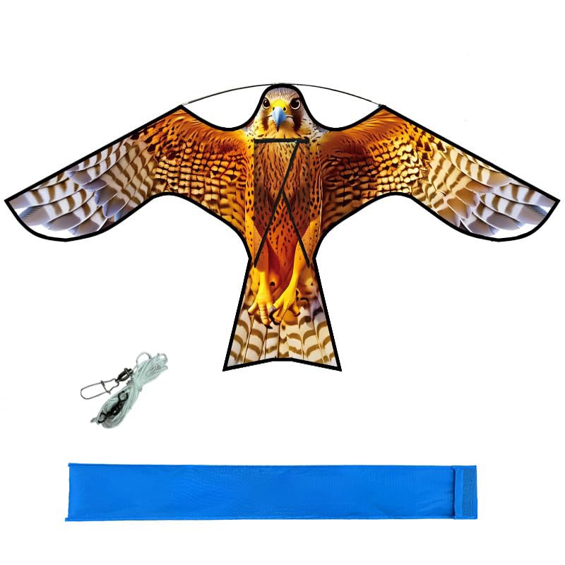 Hengda Kite Bird Hawk Flying Kite Without Pole For Crops Farm Protector Bird Scarer Flying Kite Without Pole Yellow