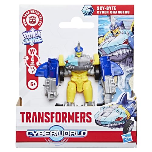 Transformers Cyber Changers Sky-Byte 4-Inch Action Figure, Quick Change to Car Mode, Plastic, Model G1050