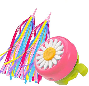 Kortes 1 Pack Kids Bike Bell And 2 Pack Kids Bike Streamers For Children'S Bike Accessories (Pink & Green)