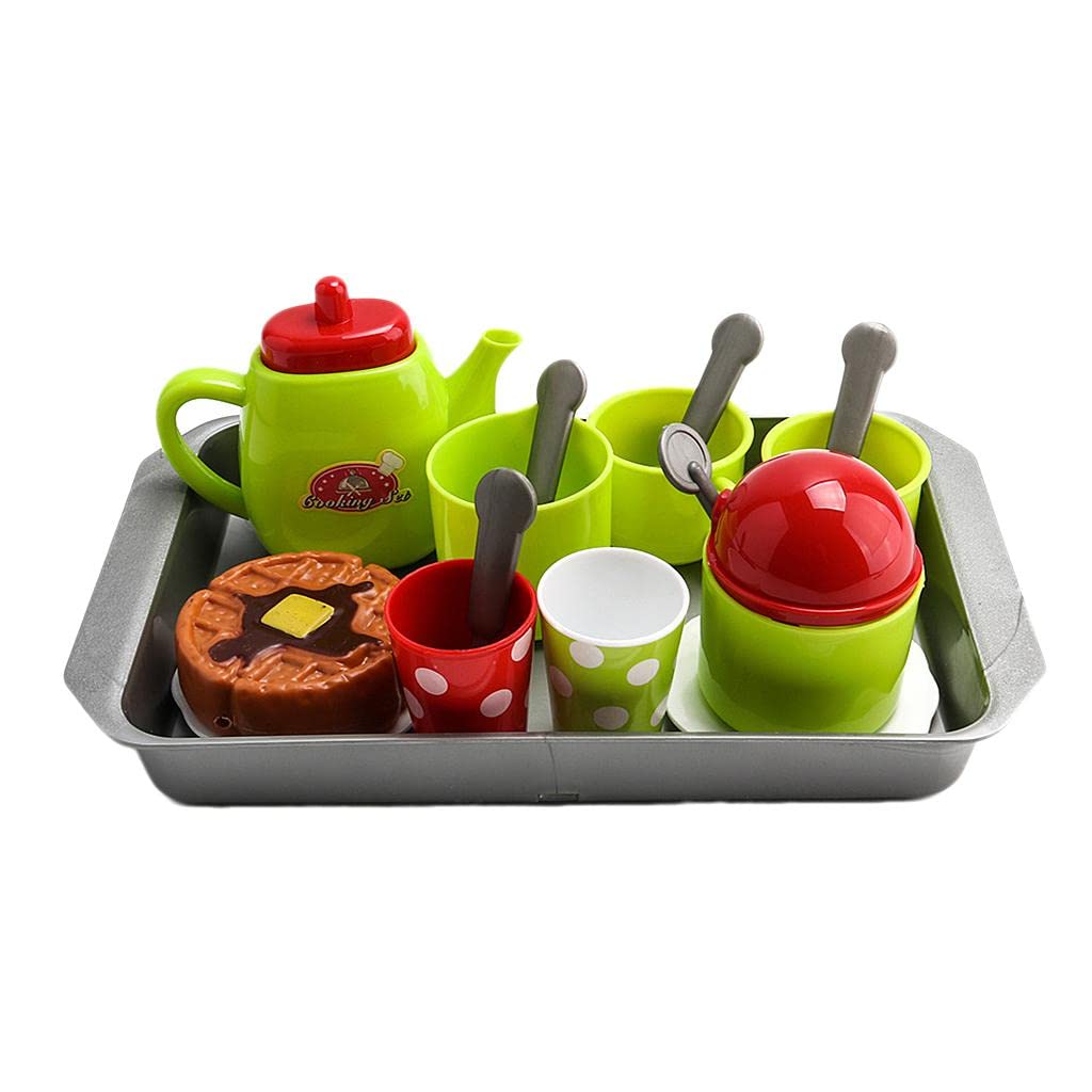 ATORSE Tea Set Party Pretend Play Kitchen Playset Cups Plate Spoons Kitchen Accessories Gift for Kids Toddler 18Pcs/Set