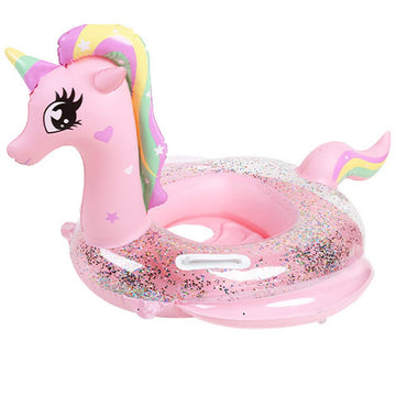 New Baby Swimming Pool Floats For Toddler Kids 0-8 Years Under 44Lb, Inflatable Swim Ring Water Raft With Seat And Handle For Summer Beach Outdoor Children Infant Bath Toys (Pink Unicorn)