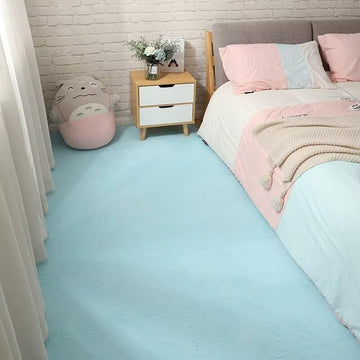 20Pcs Plush Puzzle Foam Floor Mat, 11.8X11.8In Soft Anti-Slip Puzzle Area Rug Playmat For Room,Light Blue