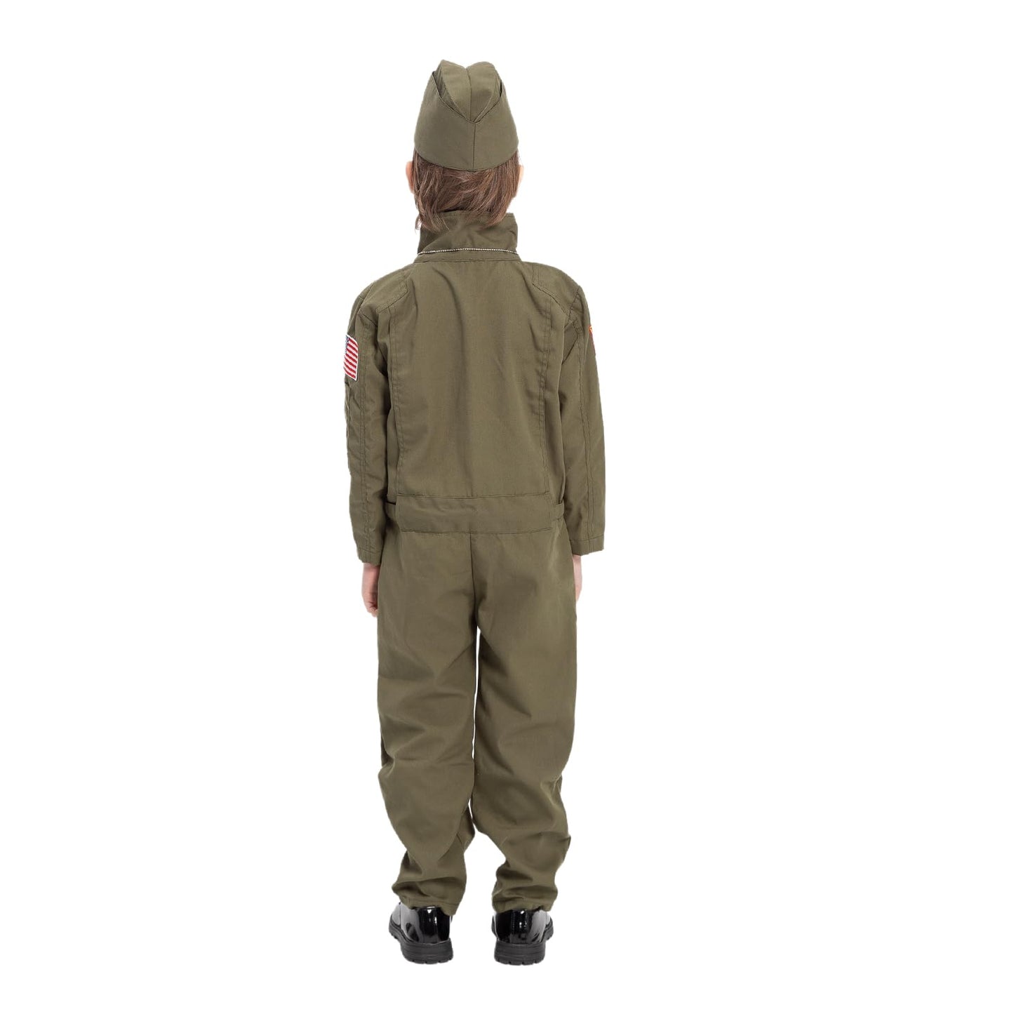 Kids Fighter Pilot Costume Air Force Flight Suit Military Halloween Costume For Boys Girls Jumpsuit With Aviator Hat