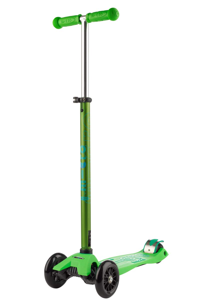 Micro Maxi Deluxe Scooter - 3-Wheeled, Lean-to-Steer, Green, Kids, Model MMD022, Swiss-Designed, Ages 5-12