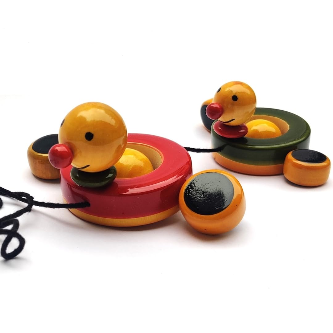 Wetoytoy Duck Natural Non Toxic Wooden Pull Along Duck Toy For Toddlers | EcoFriendly Pull Along Toy For Kids And Children
