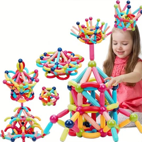 Probabe Magnetic Building Blocks Set For Kids, Colorful Construction Toy Set, Stem Educational Play, Creative Building Sticks An