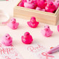 Haooryx 60Pcs Macaron Color Miniature Rubber Duckies Mini Pastel Float Ducky Pool Toy Novelty Squeeze Smile Ducks For Kids Birth
