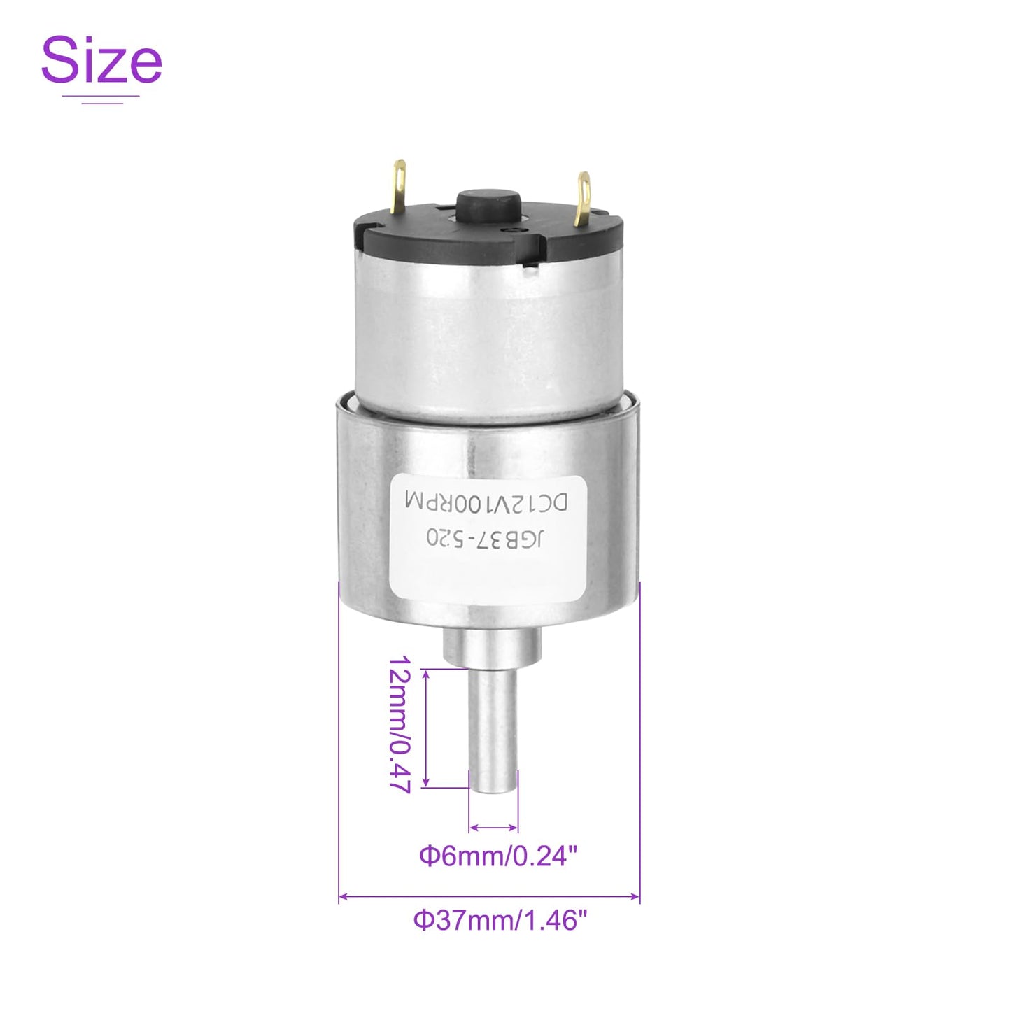 Dmiotech Micro Dc 12V 100Rpm Geared Motor With Bracket Gear Reduction Motors 37Mm Diameter Gearbox Micro Speed Reduction For Rc