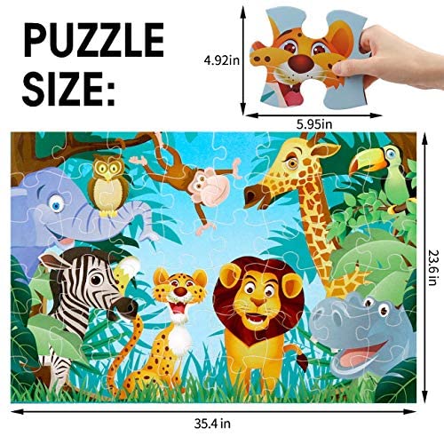 IFLOVE Jumbo Floor Puzzle - 48 Piece Animal Jigsaw for Kids Ages 3-6, Cardboard, Educational Development Toy, Model 88133