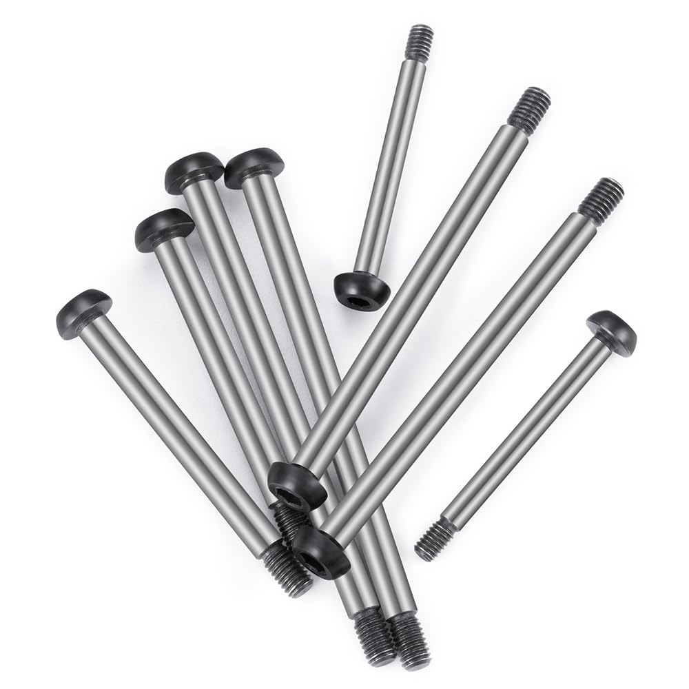 JGGZONE Polished Steel Lock-nut Style Hinge-Pin Threaded Hinge Pins Set Compatible with for 1/10 Traxxa Slash 2WD Hoss Rustler V