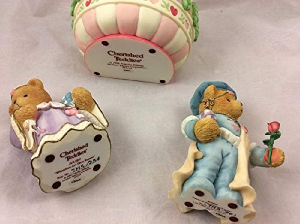 Cherished Teddies Romeo and Juliet Figurine, Model 203114, Rose Resin Collectible