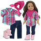 Sophia'S 18'' Doll 4 Pc. Western Outfit Plaid Shirt, Jeggings, Pink Boots And Bandana Outfit, Multicolor