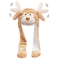 Ear Moving Jumping Hats Animal Plush Earflaps Movable dancing Ear Hat Cap for Halloween Easter Christmas Novelty Party(Monkey)