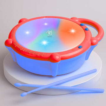 Storio Flash Drum Toy For Kids With 2 Mallets | Battery Operated Musical Learning With 3D Lights & Sounds | Educational Toy For 