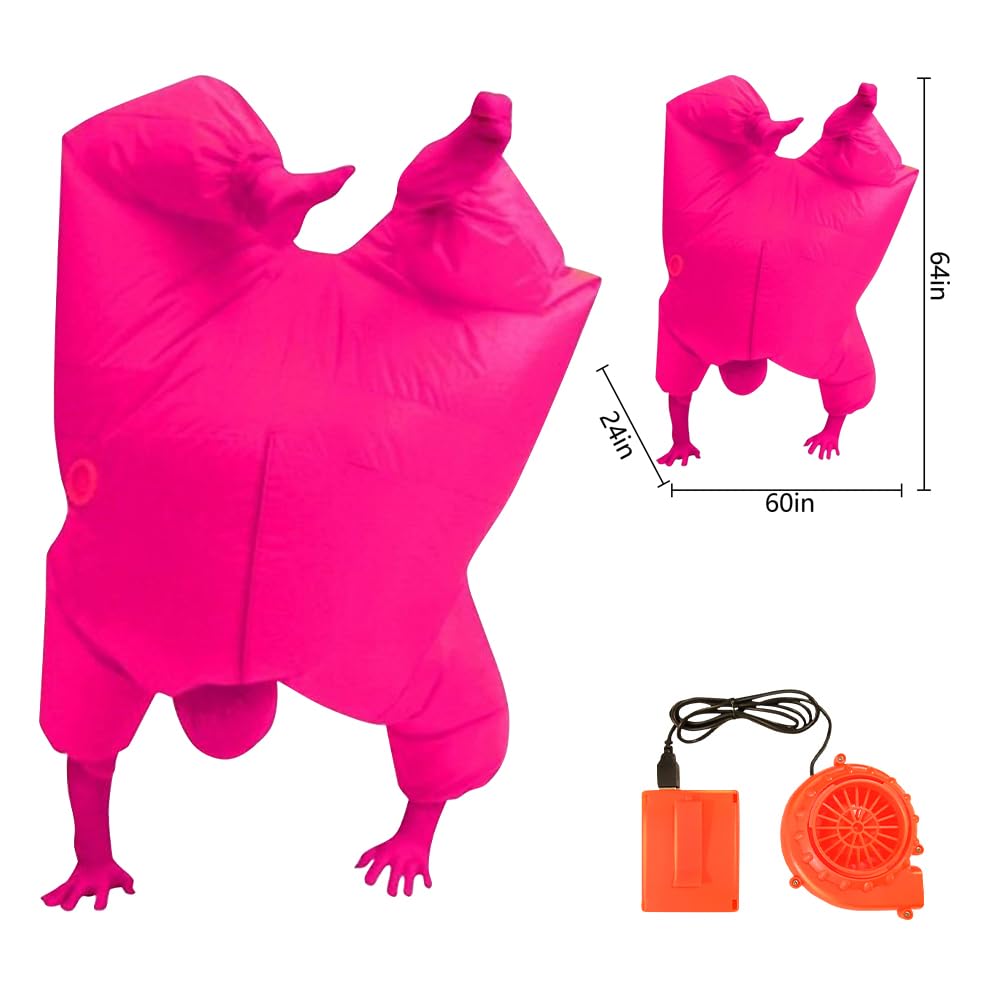 Qshine Inflatable Full Body Jumpsuit Cosplay Costume Halloween Funny Fancy Dress Blow Up Party Toy (Pink)