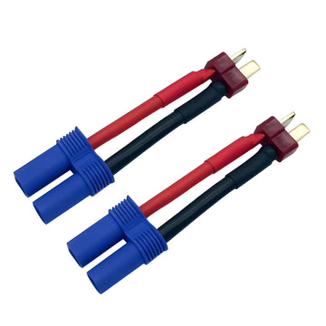 2Pairs T Plug to EC5 Male Female Connector Adapter RC Lipo Battery/Charger Adapter Converter 12AWG 5CM Gauge Wire for RC Cars Tr