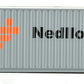 Walthers Scenemaster Ho Scale Model Of Nedlloyd (Gray, Orange, Black) 40' Hi Cube Corrugated Container W/Flat Roof,949-8219
