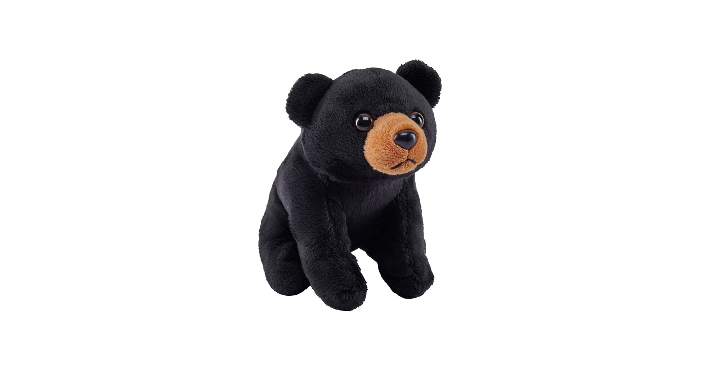 Wild Republic Pocketkins Eco Black Bear, Stuffed Animal, 5 Inches, Plush Toy, Made From Recycled Materials, Eco Friendly
