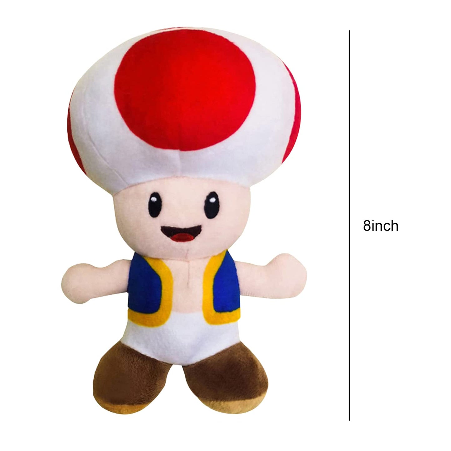Yocosii (2 Pack) Mushroom Toad Plush, Cute Game Stuffed Toy, Christmas, Birthday Gift - 8'',Red&Blue