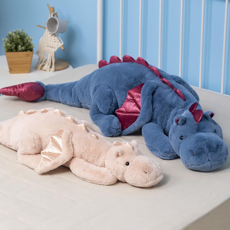 Ololele Dragon Stuffed Animal, 35.4Inches Medium Plush Dragon Toy For Kids, Pink White Green And Blue Available. Very Cute Plush