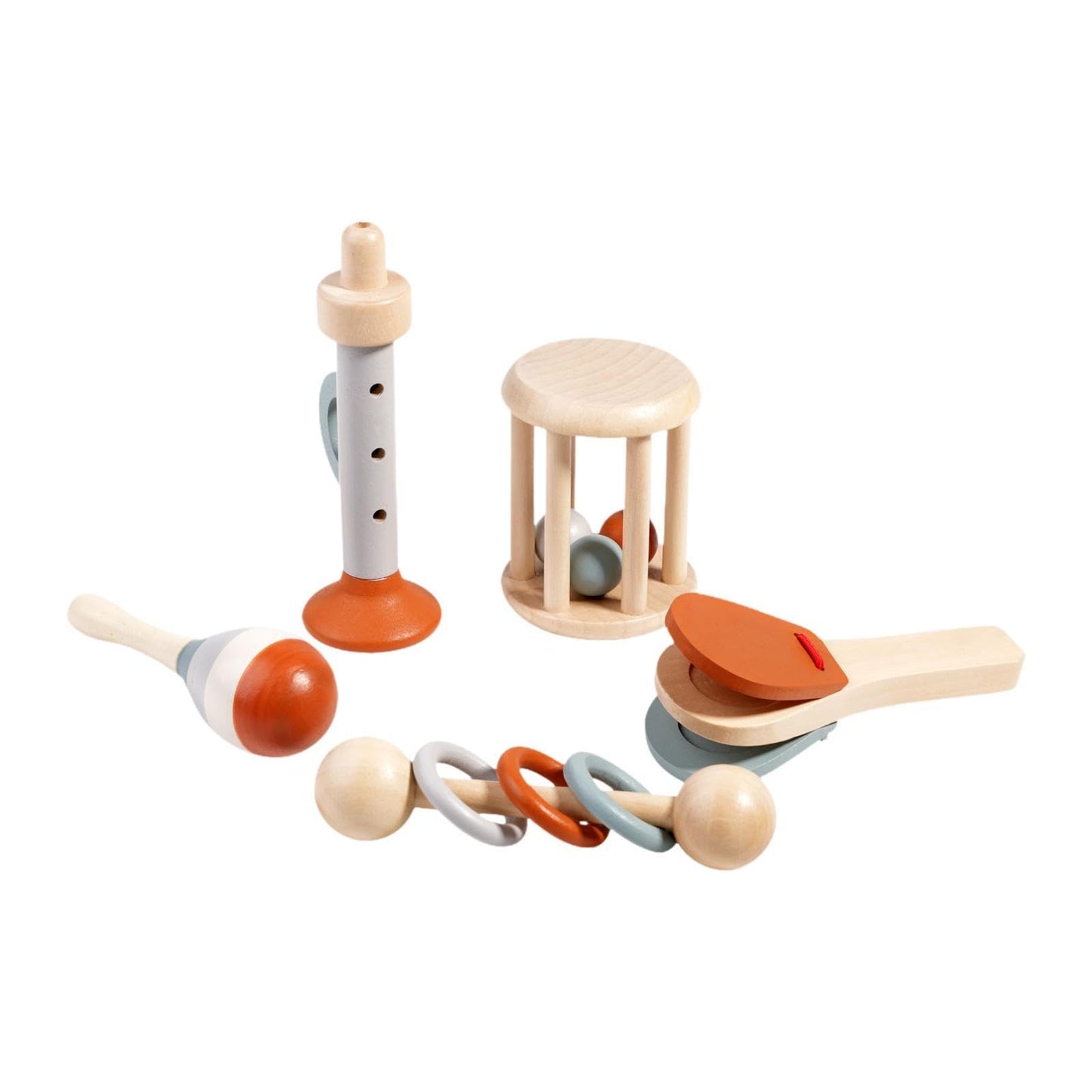 Calandis 5X Wooden Baby Toys Movement Trumpet Castanet Montessori For Kids Boys Girls | Developmental Baby Toys | Toys For Baby