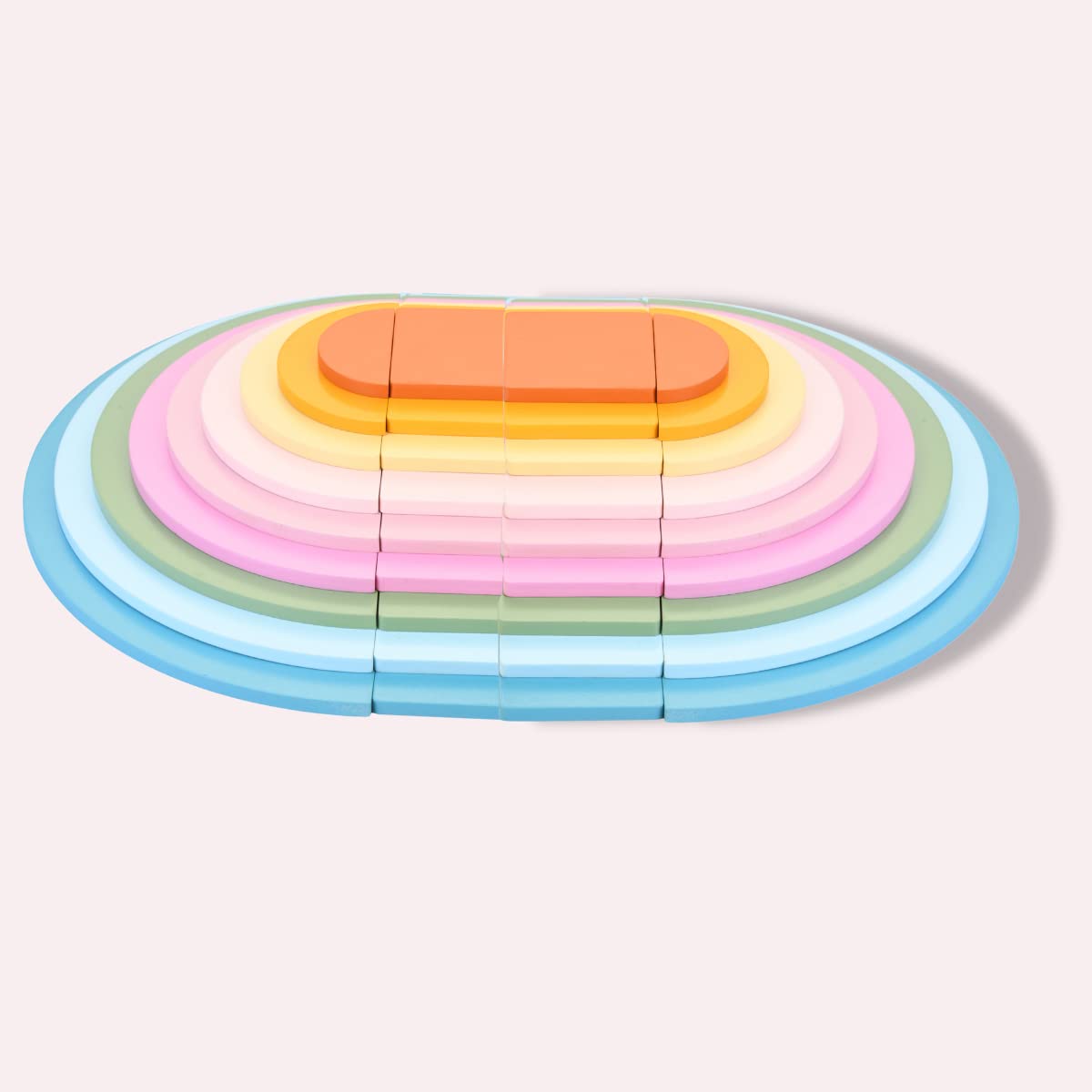 The Funny Mind Learning And Educational Cute Rainbow Colorful Rectangular And Halfmoon Wooden Balancing Game Building Blocks Kid