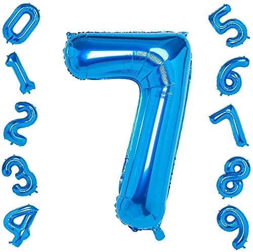 Atpata Funky Blue Number Foil Balloons for Numeric Milestone Parties (40 INCH, 7)