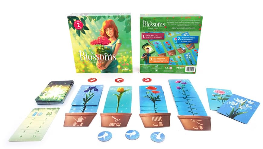 Blossoms Card Game - Competitive Floral Arrangement Strategy Game, Family-Friendly Fun for Kids & Adults, Ages 8+, 2 Players, 20