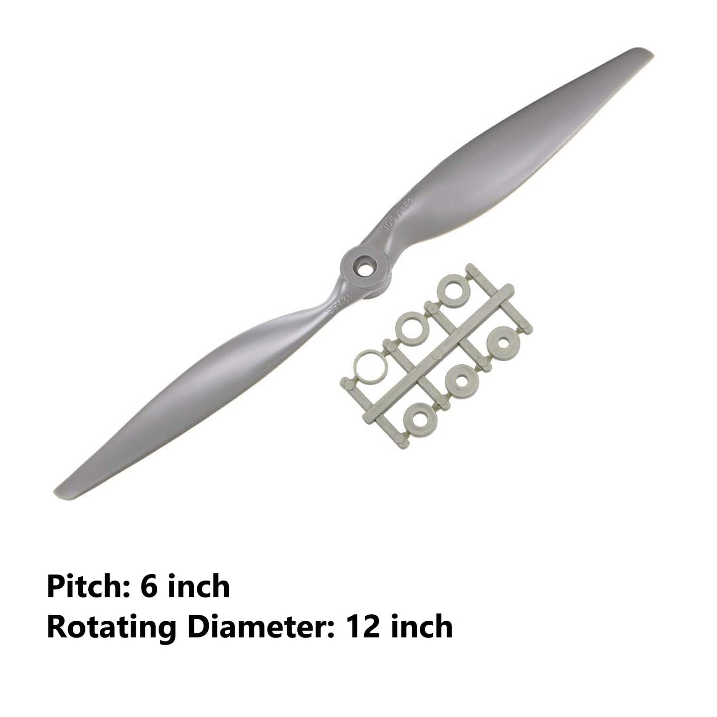 TOP-VIGOR 2pcs CW RC Propellers 1260 12 x 6 Inch 2-Vane RC Vehicle Propellers Replacement for RC Airplane with Adapter Rings Nyl