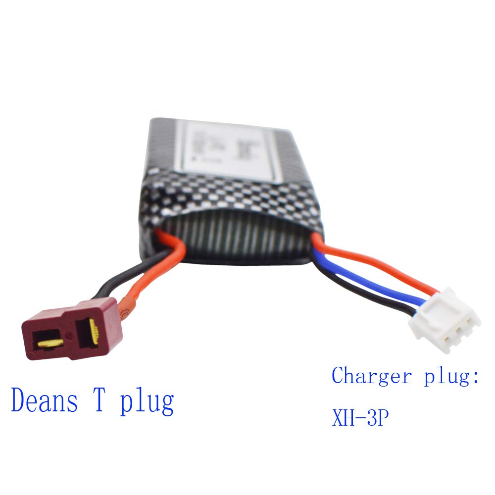 Blomiky 1 Pack 11.84Wh 7.4V 1600mAh T Connector Plug Li-Po Battery and USB Cable for 9125 1/10 Scale 4X4 48KMH 4X4 Fast RC Truck