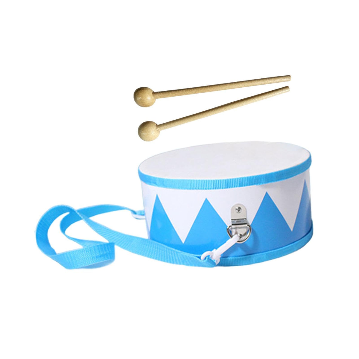 Atorse Double Side Hand Drum With Drumstick Hand Eye Ability Durable Montessori Toy Blue White