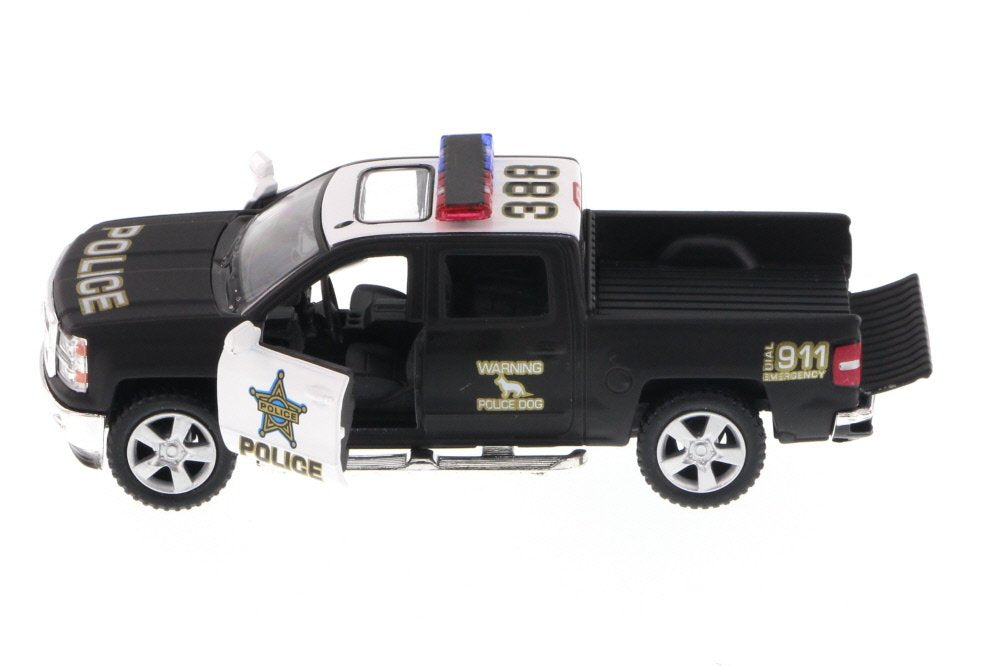 KiNSMART 2014 Chevrolet Silverado LTZ Crew Cab 4x4 1:46 Scale 5 Inch Diecast Metal Model Pick-up Interceptor Truck Police K9 Uni